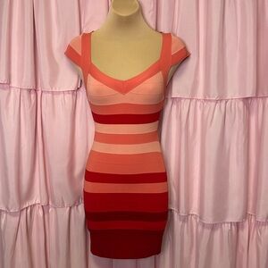 Guess Pink Bodycon Mini Dress Sweetheart Neckline XS